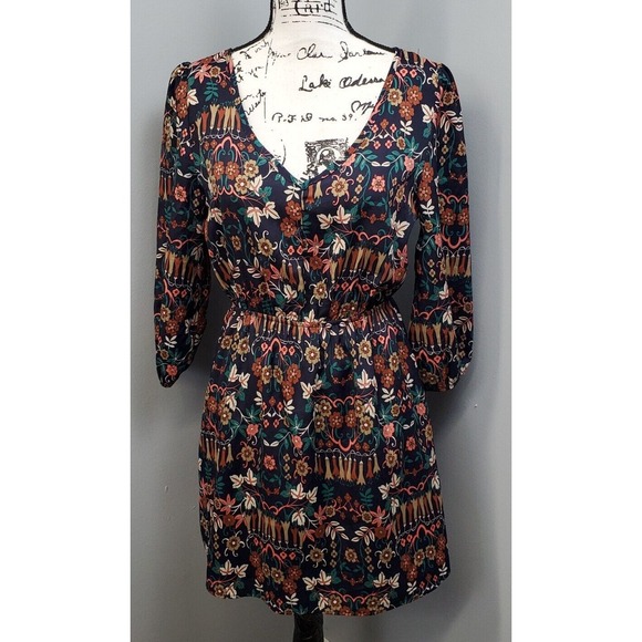 Wish Dresses & Skirts - Wish Sheath Dress Womens Medium Multi Floral Lined Balloon Sleeve Keyhole Beck‎